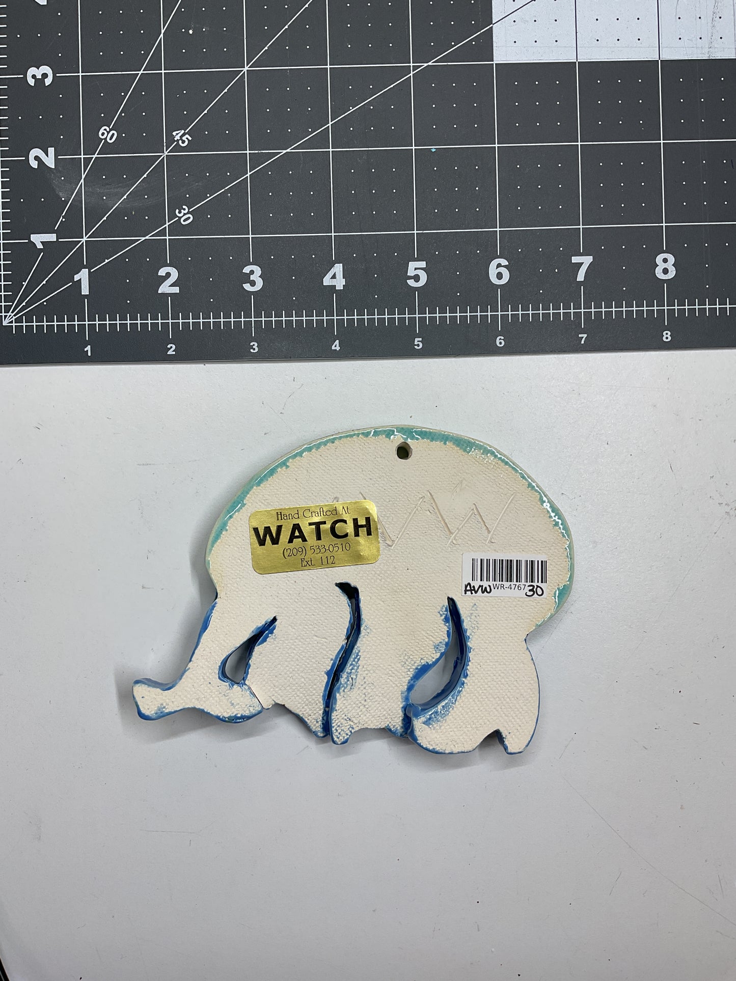 Ceramic Arts Handmade Clay Crafts Glazed Jelly Fish 5-inch by 4-inch made by Angelina Vida-White 4767