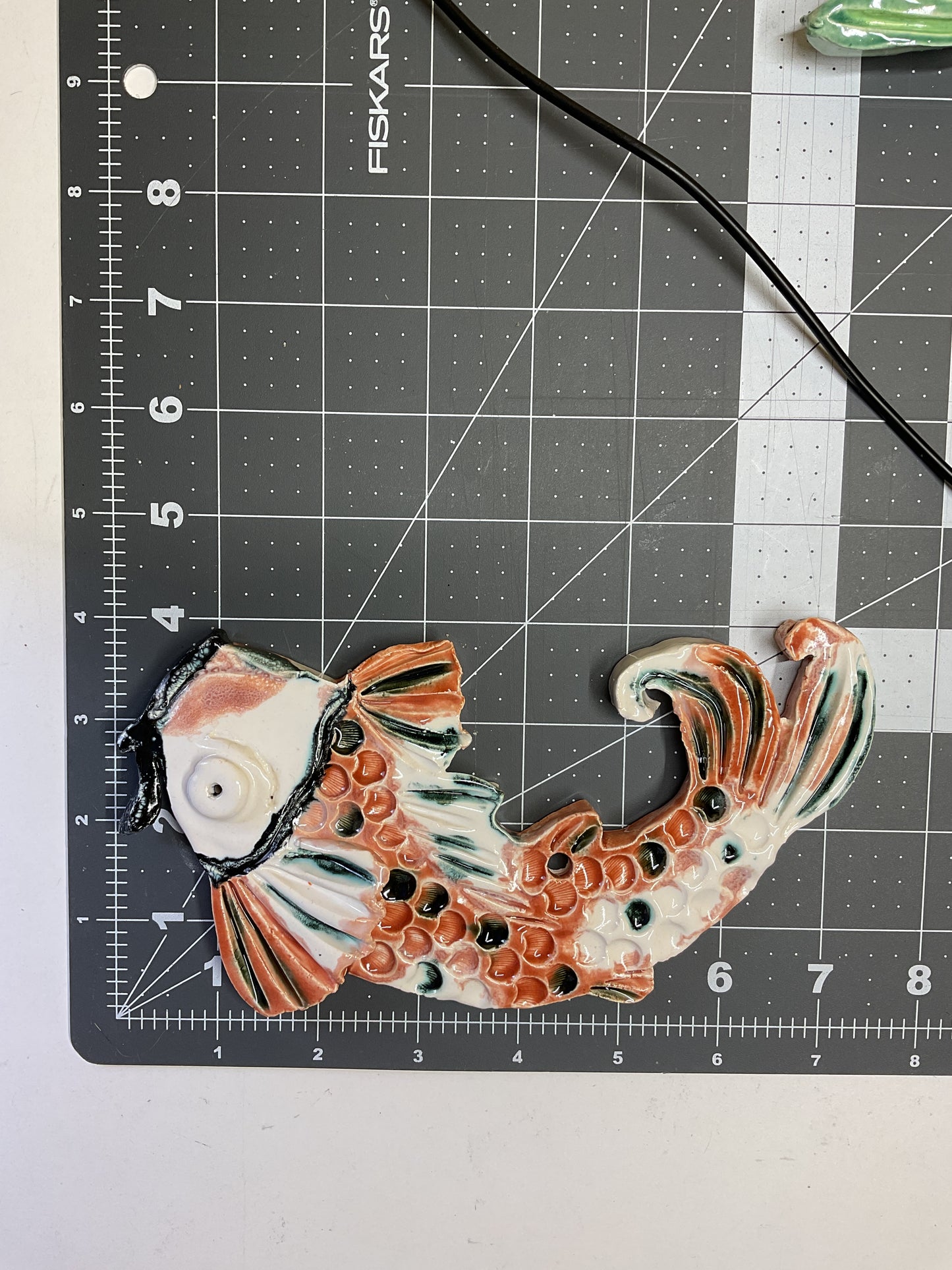 Ceramic Arts Handmade Clay Crafts Glazed Koi Fish 7.5-inch by 4-inch made by Lisa Uptain and Anonymous 4714