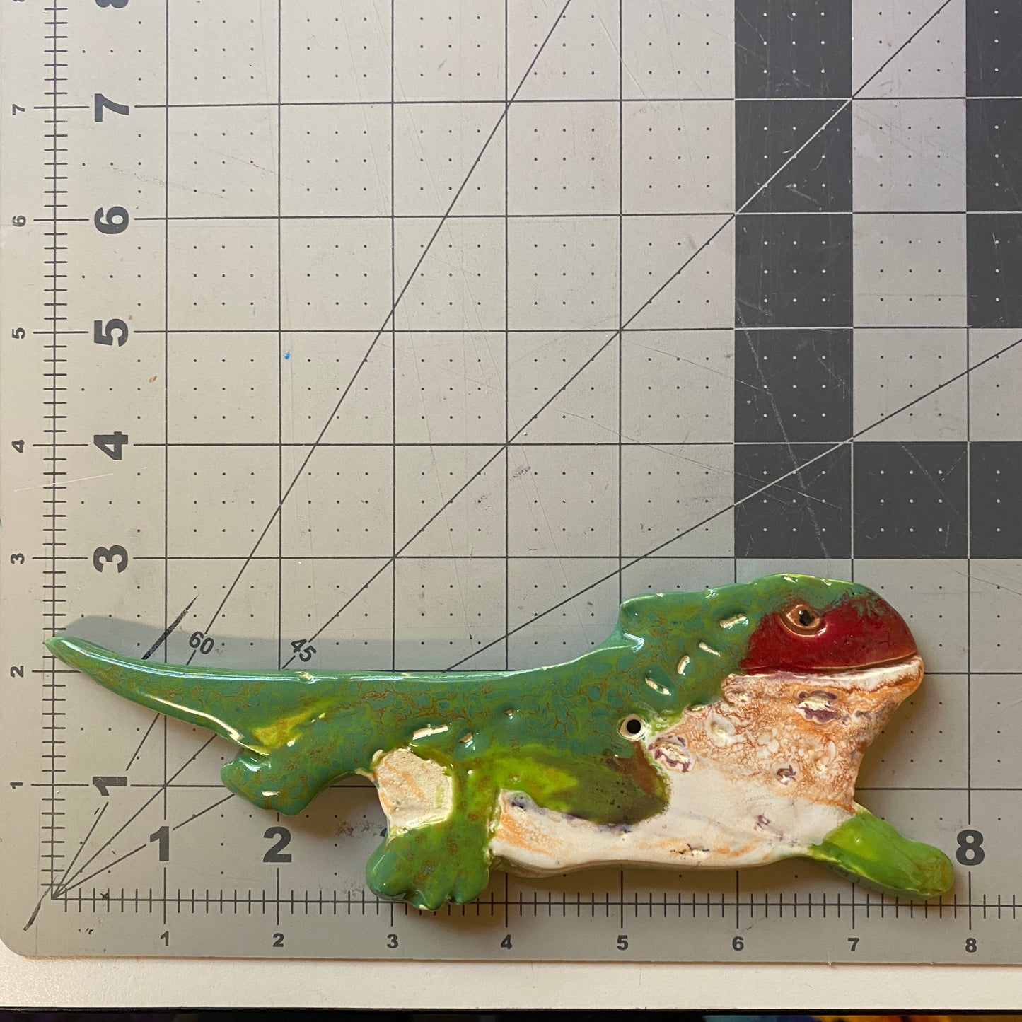 WATCH Resources Art Guild - Ceramic Arts Handmade Clay Crafts Glazed Lizard 8-inch by 3-inch made by Jenna Decosta 4492