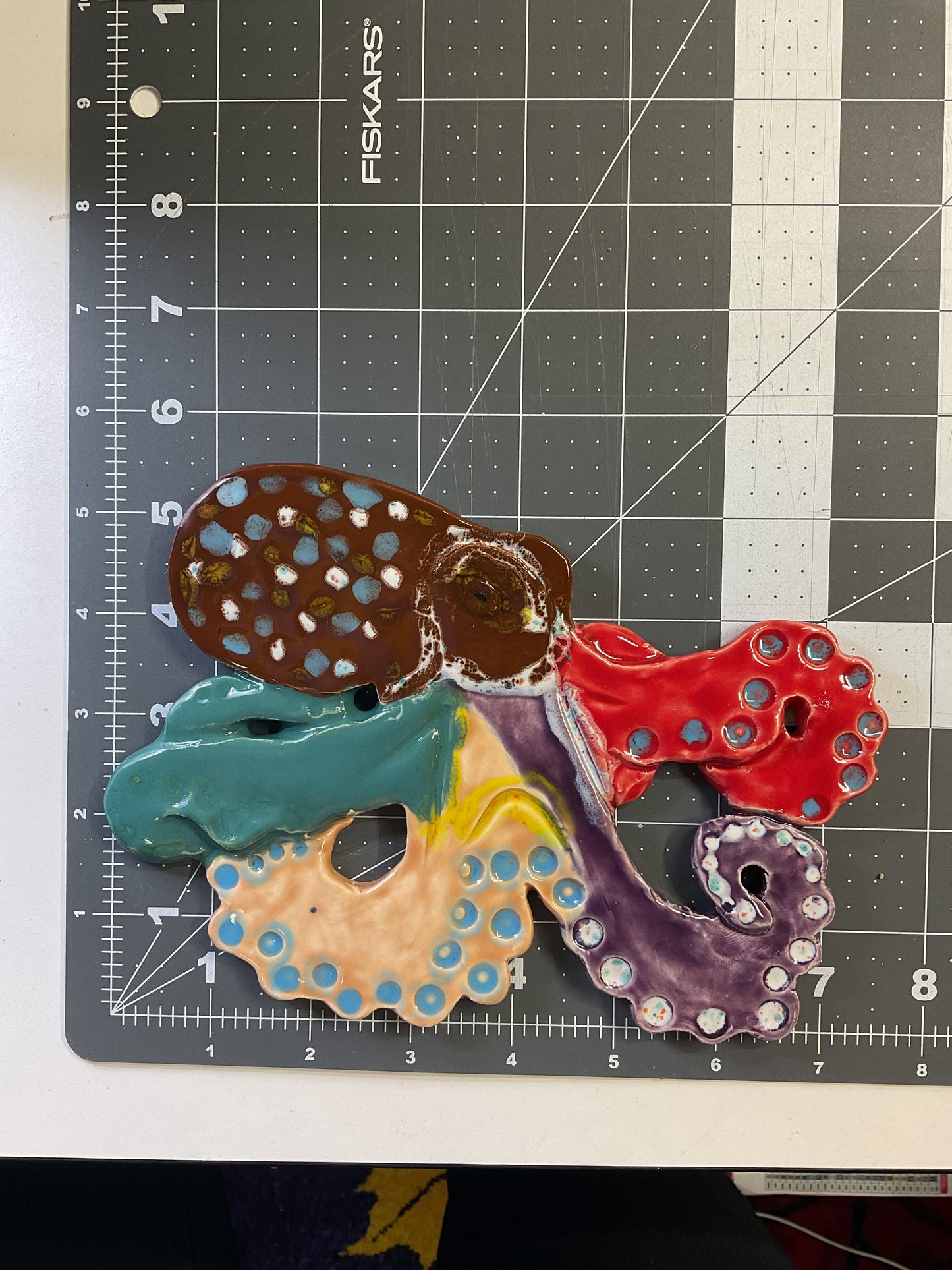 Ceramic Arts Handmade Clay Crafts Glazed Octopus 7.5-inch x 7.5-inch by Ashley Dorsett 4702