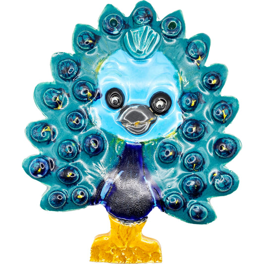 Ceramic Arts Handmade Clay Crafts Glazed Peacock 8.5-inch by 7-inch made by Brian Bass