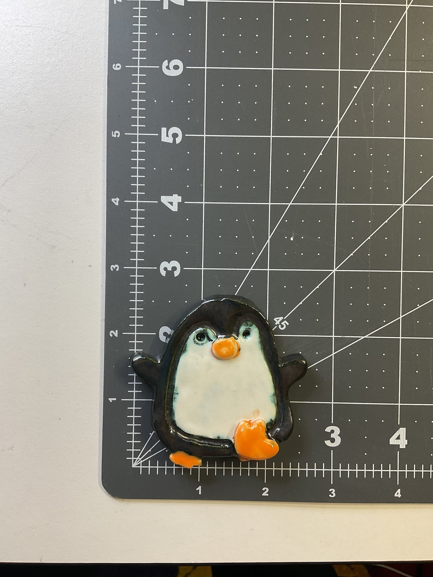 Ceramic Arts Handmade Clay Crafts Glazed Penguin 2-inch by 2-inch made by Lisa Uptain 4699