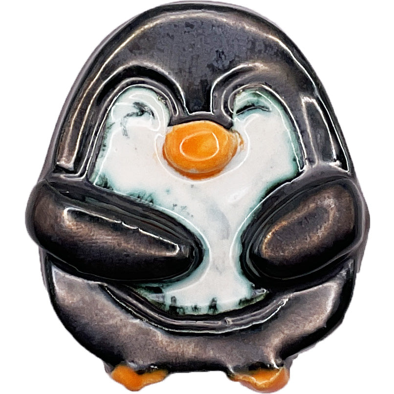 Ceramic Arts Handmade Clay Crafts Glazed Penguin 2-inch by 2-inch made by Lisa Uptain 4698