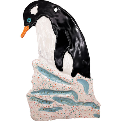 Ceramic Arts Handmade Clay Crafts Glazed Penguin 7-inch by 11-inch made by Lisa Uptain and Anonymous (See Shared) 4697