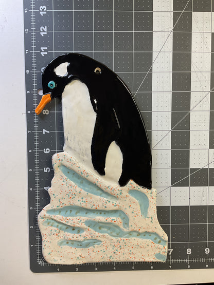 Ceramic Arts Handmade Clay Crafts Glazed Penguin 7-inch by 11-inch made by Lisa Uptain and Anonymous (See Shared) 4697