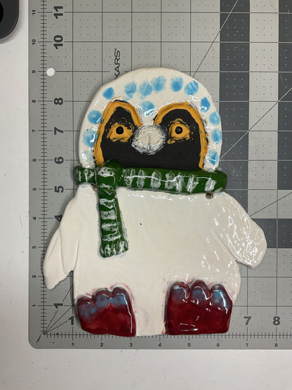 WATCH Resources Art Guild - Ceramic Arts Handmade Clay Crafts Glazed Penguin 7.5-inch by 9-inch made by Andy Crowe and Ashley Dorsett 4587