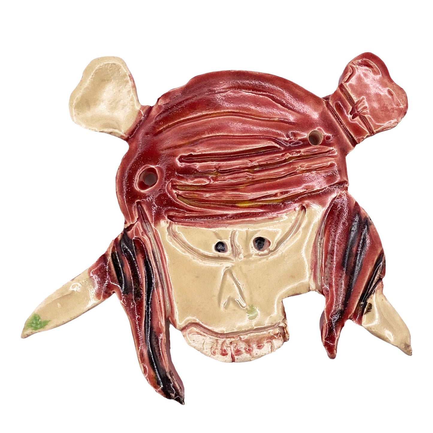 Ceramic Arts Handmade Clay Crafts Glazed Pirate 4.5-inch by 4-inch made by Monty Chu 4128