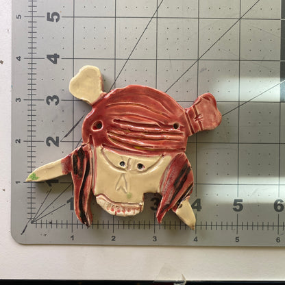 Ceramic Arts Handmade Clay Crafts Glazed Pirate 4.5-inch by 4-inch made by Monty Chu 4128