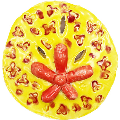 Ceramic Arts Handmade Clay Crafts Glazed Sand Dollar 3.5-inch by 3.5-inch made by Angelina Vida-White 4817