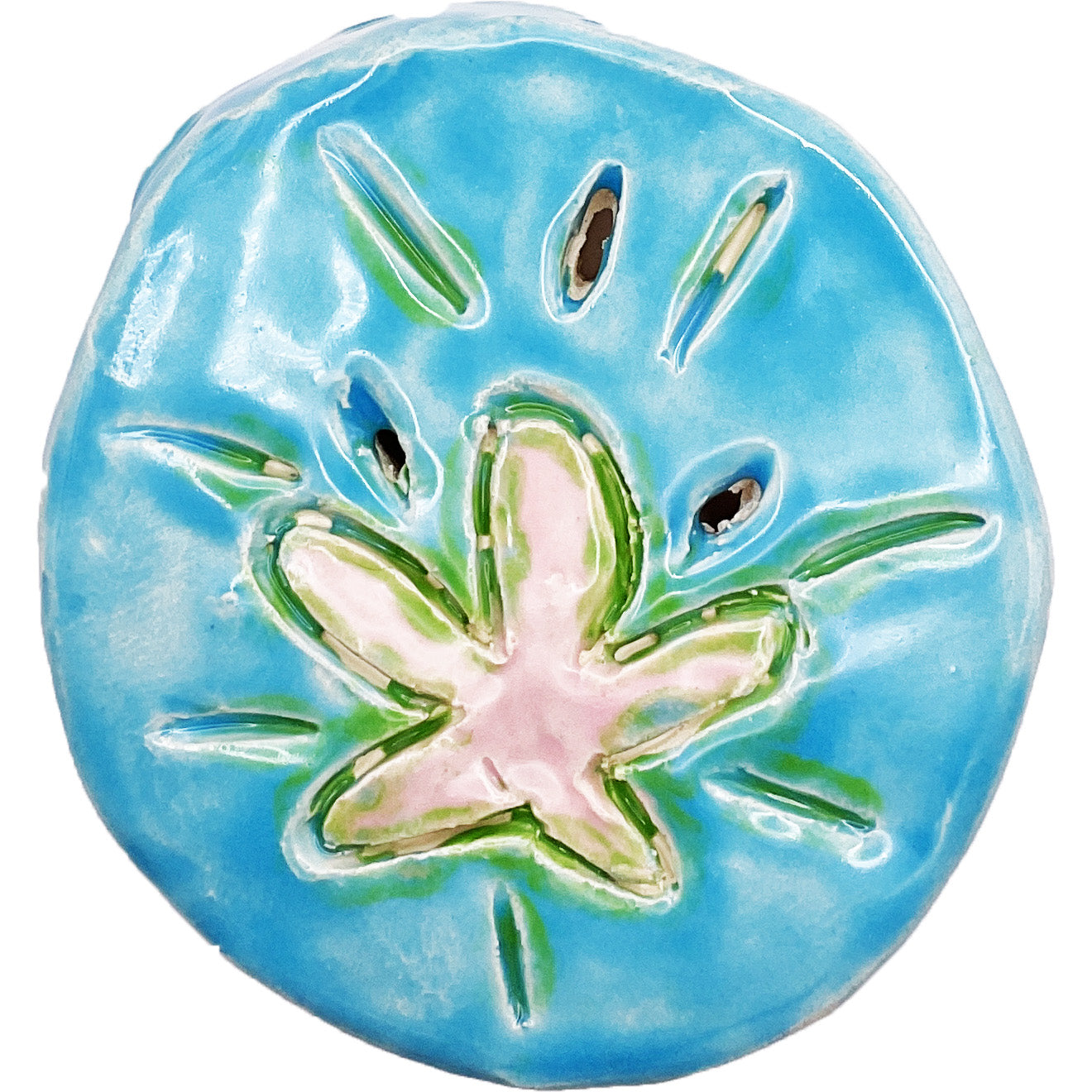Ceramic Arts Handmade Clay Crafts Glazed Sand Dollar 3.5-inch by 3.5-inch made by Lisa Uptain and Loreen Bartschi 4778