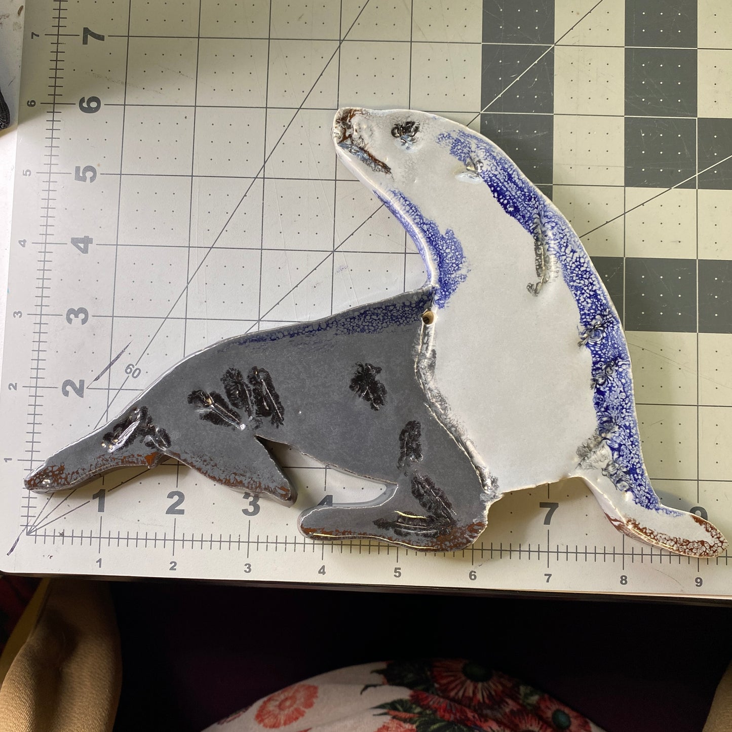 Ceramic Arts Handmade Clay Crafts Glazed Sea Lion 9.5-inch by 6-inch made by Marshall Earls