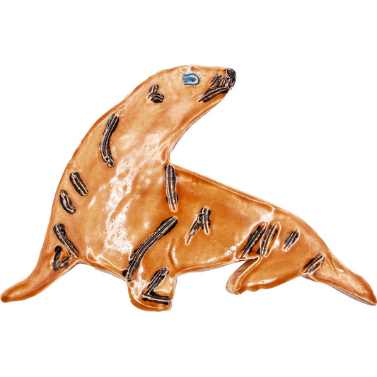 Ceramic Arts Handmade Clay Crafts Glazed Seal 9-inch by 6-inch made by Eric Stacy 4073