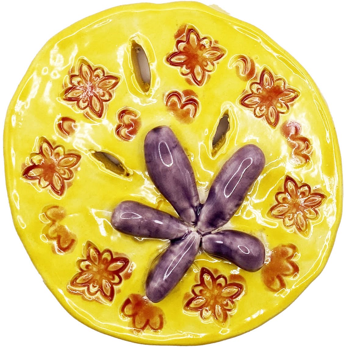 Ceramic Arts Handmade Clay Crafts Glazed Shell 3.5-inch by 3.5-inch made by Angelina Vida White 4082