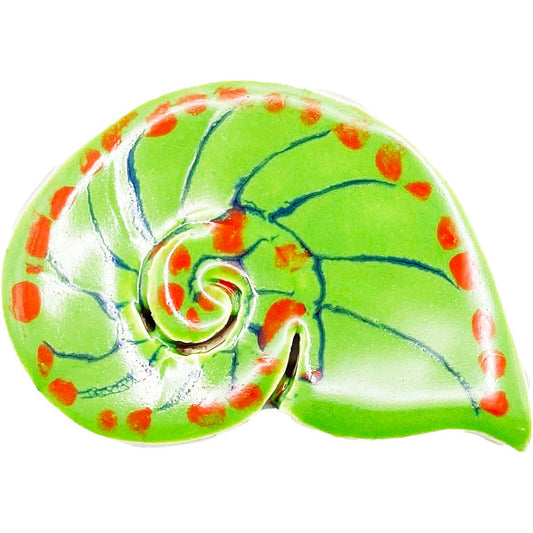 Ceramic Arts Handmade Clay Crafts Glazed Shell 4-inch by 2.5-inch made by Angelina Vida White and Brian Bass 4051