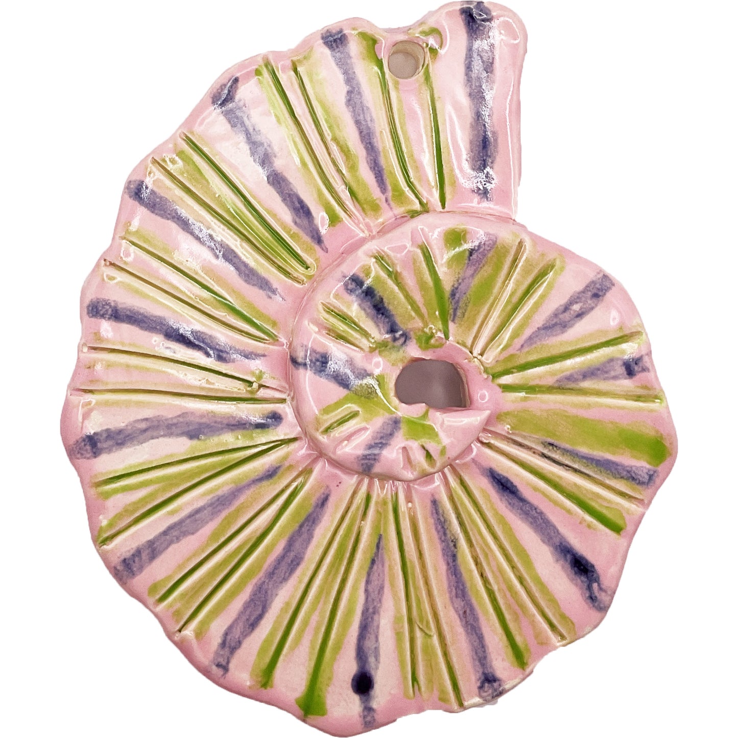 Ceramic Arts Handmade Clay Crafts Glazed Shell 4.5-inch by 5-inch made by Lisa Uptain and Loreen Bartschi 4696