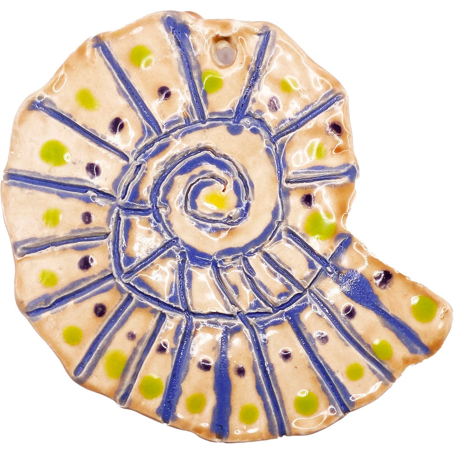 Ceramic Arts Handmade Clay Crafts Glazed Shell 5-inch by 5-inch made by Loreen Bartschi 4080