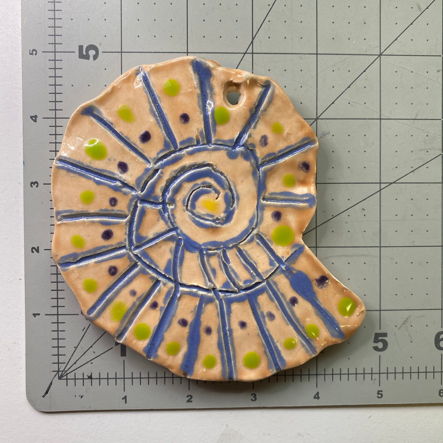 Ceramic Arts Handmade Clay Crafts Glazed Shell 5-inch by 5-inch made by Loreen Bartschi 4080