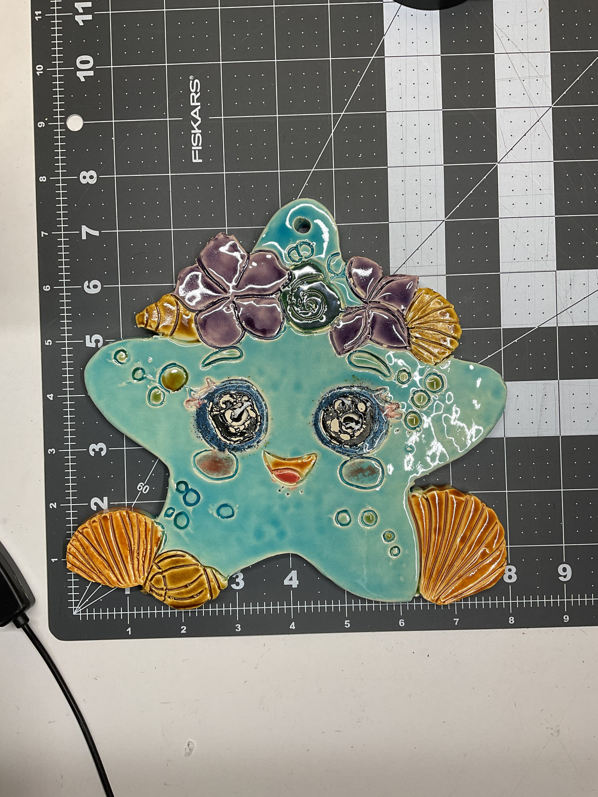 Ceramic Arts Handmade Clay Crafts Glazed Star Fish 8-inch by 7.5-inch made by Lisa Uptain 4798