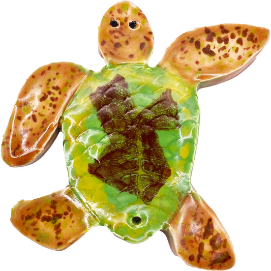 Ceramic Arts Handmade Clay Crafts Glazed Turtle 4.5-inch by 4.5-inch made by Angelina Vida-White 4032