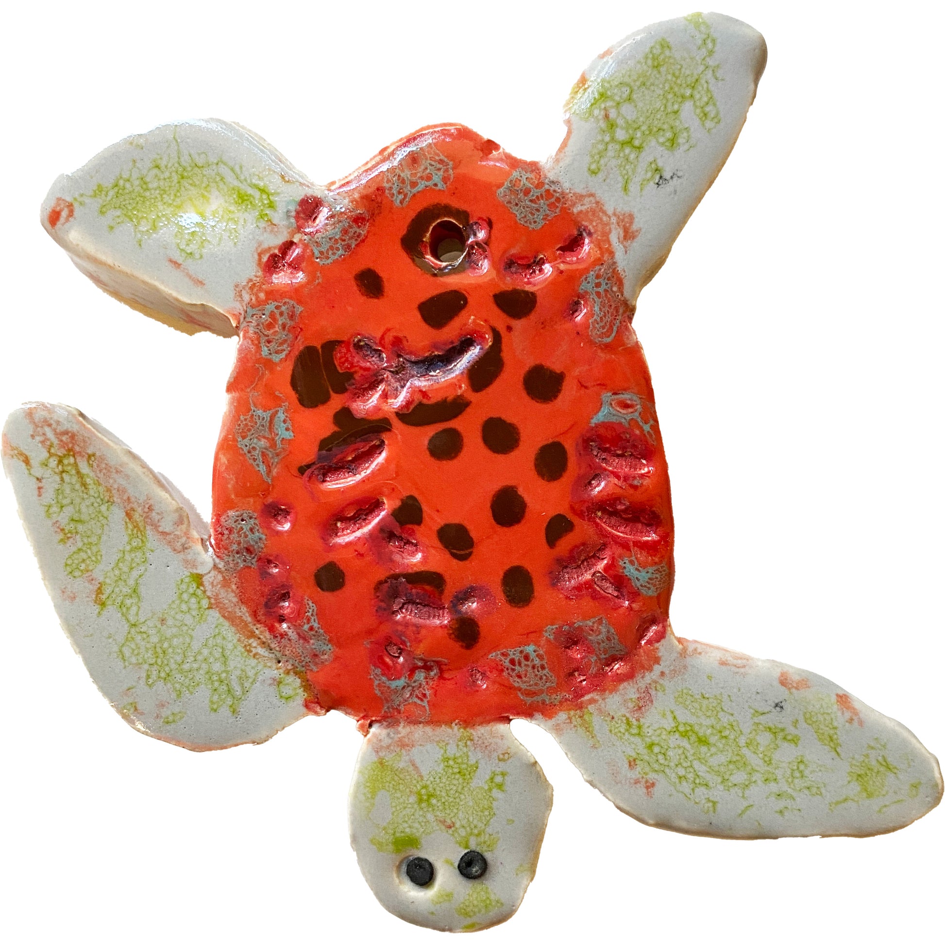 WATCH Resources Art Guild - Ceramic Arts Handmade Clay Crafts Glazed Turtle 5-inch by 5-inch made by Angelina Vida White 4499