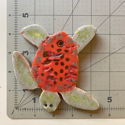 WATCH Resources Art Guild - Ceramic Arts Handmade Clay Crafts Glazed Turtle 5-inch by 5-inch made by Angelina Vida White 4499