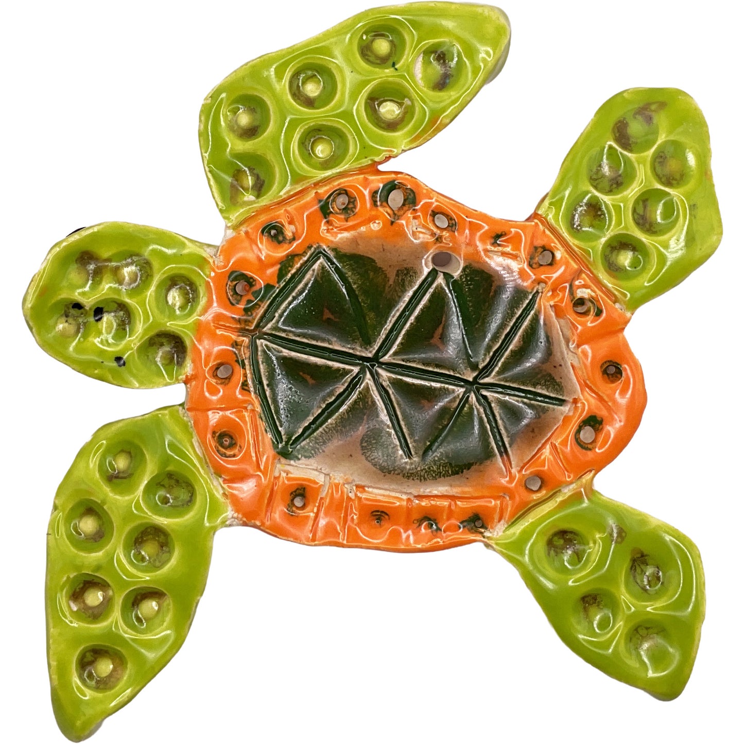 Ceramic Arts Handmade Clay Crafts Glazed Turtle 5-inch by 5.5-inch made by Jenna Decosta 4169