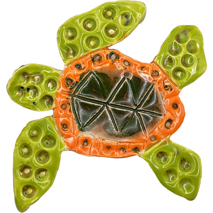 Ceramic Arts Handmade Clay Crafts Glazed Turtle 5-inch by 5.5-inch made by Jenna Decosta 4169