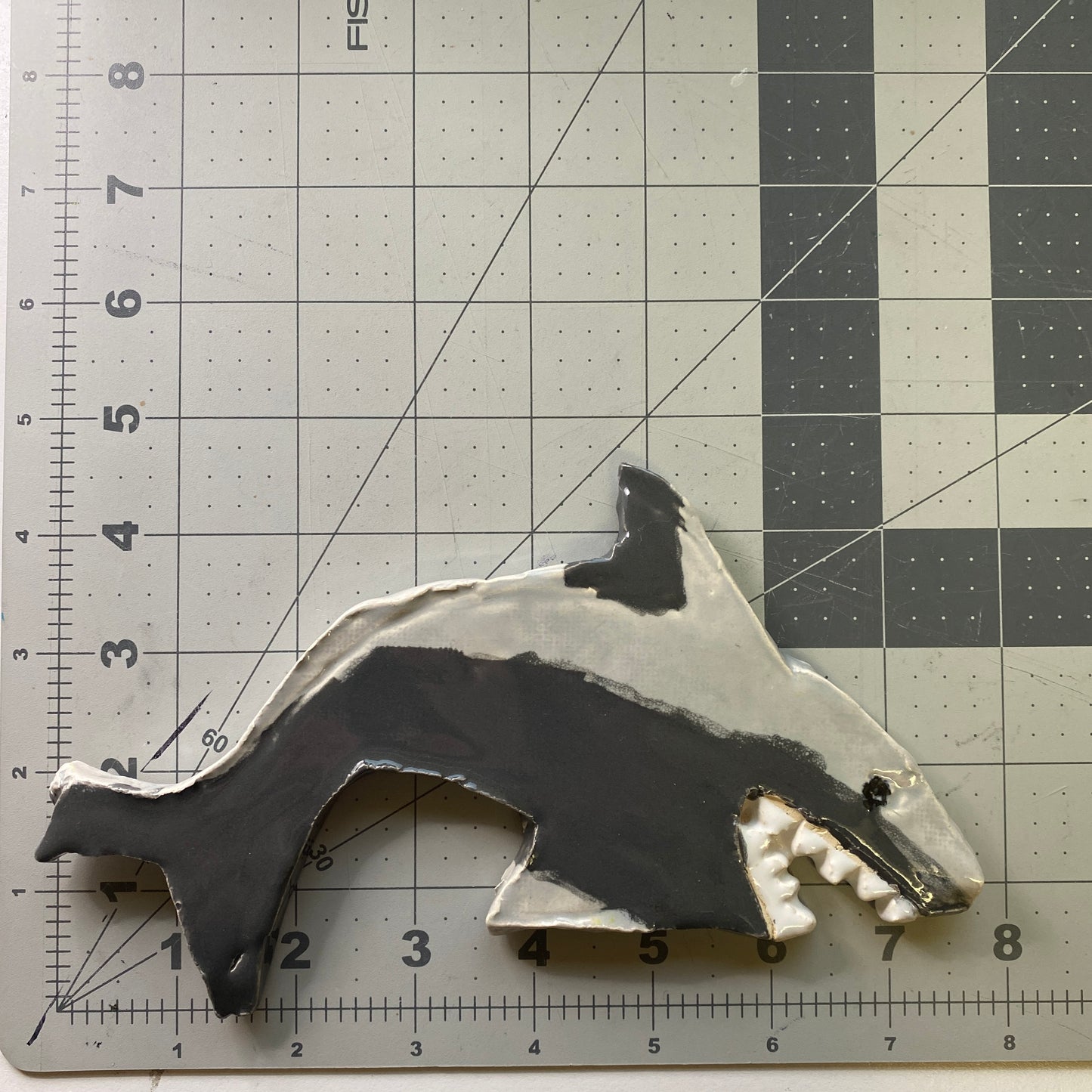 Ceramic Arts Handmade Clay Crafts Shark Glazed 8-inch by 5-inch made by Jennifer Evje