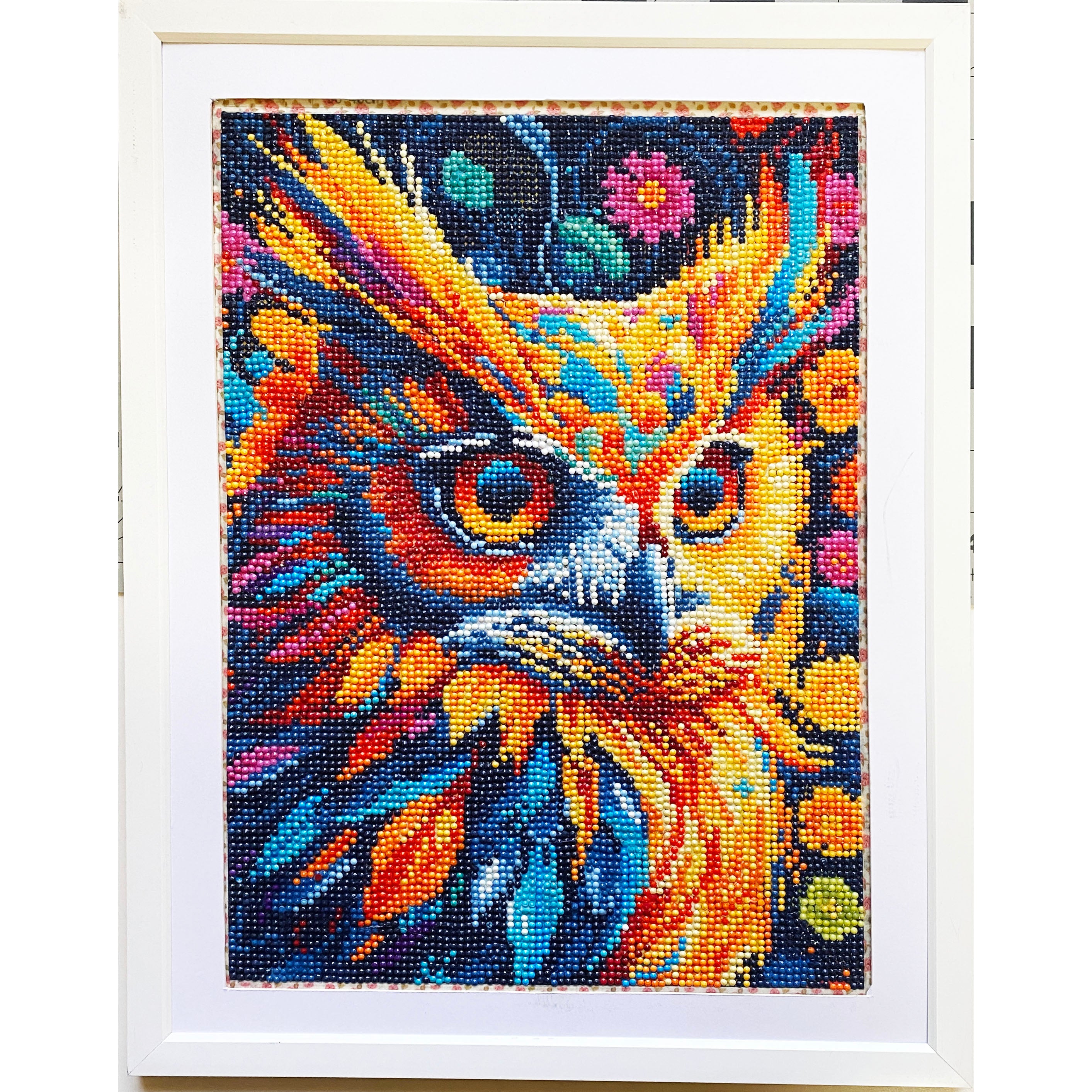 Diamond Dot Art Framed Canvas Handmade Crafts 17 x 13 inch Owl b WATCH Resources Art Guild