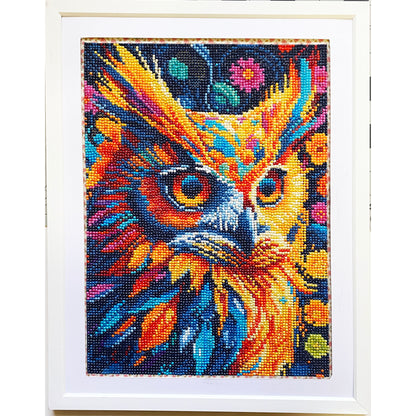 Diamond Dot Art - Framed Canvas - Handmade Crafts - 17 x 13-inch Owl by Ashley Dorsett