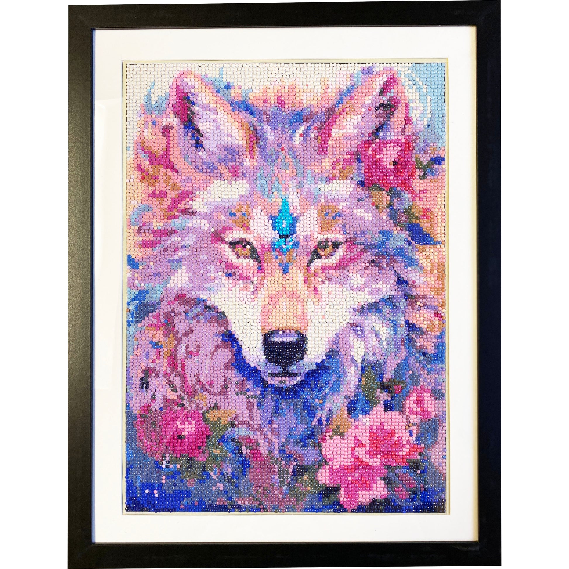 Diamond Dot Art - Framed Canvas - Handmade Crafts - 17 x 13-inch Wolf by Jennifer Evje