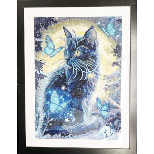 Diamond Dot Art - Framed Canvas - Handmade Crafts - 17 x 13 Cat By Jennifer Evje 4804