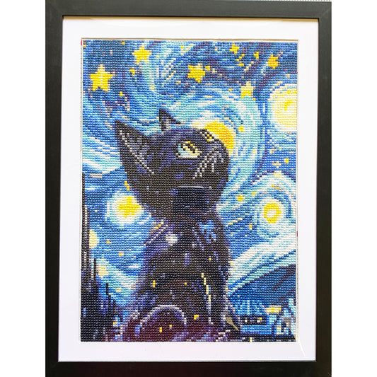 Diamond Dot Art - Framed Canvas - Handmade Crafts - 17 x 13 Cat by Alex Rejkowski