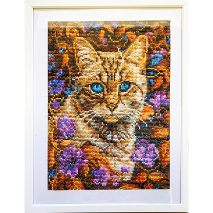 Diamond Dot Art - Framed Canvas - Handmade Crafts - 17 x 13 Cat by Jennifer Evje