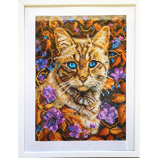 Diamond Dot Art - Framed Canvas - Handmade Crafts - 17 x 13 Cat by Jennifer Evje