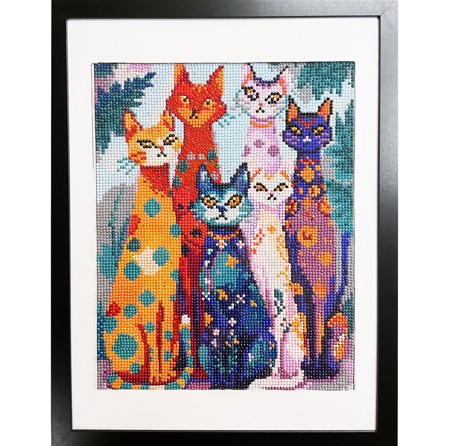 WATCH Resources Art Guild - Diamond Dot Art - Framed Canvas - Handmade Crafts - 17 x 13 Cats by Cassandra Richardson 4583