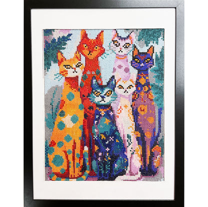 WATCH Resources Art Guild - Diamond Dot Art - Framed Canvas - Handmade Crafts - 17 x 13 Cats by Cassandra Richardson 4583