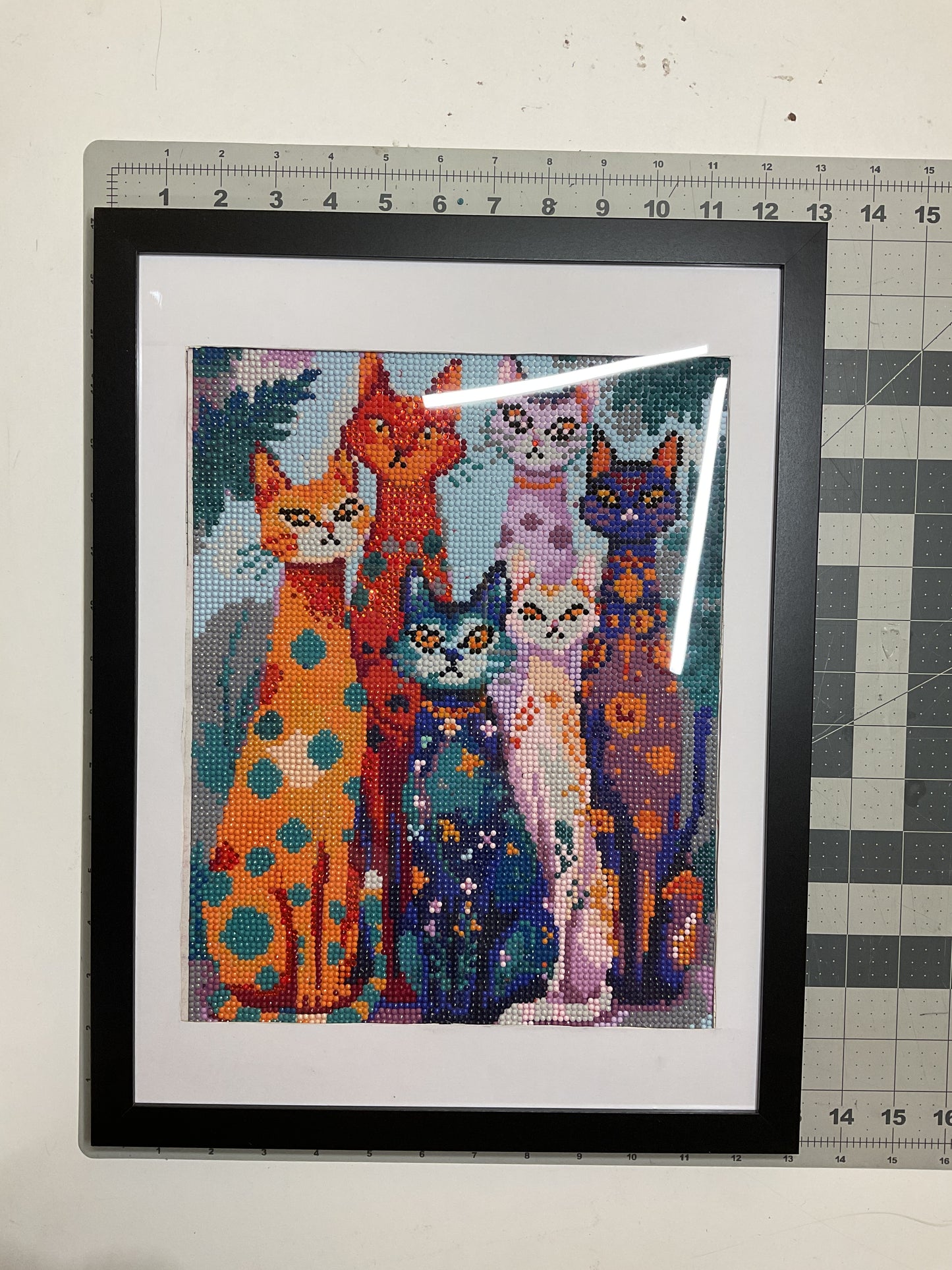 WATCH Resources Art Guild - Diamond Dot Art - Framed Canvas - Handmade Crafts - 17 x 13 Cats by Cassandra Richardson 4583