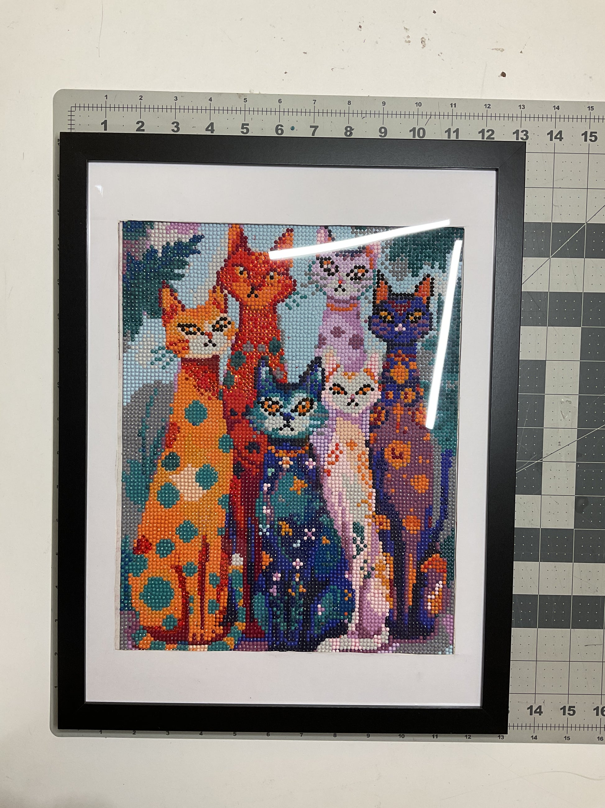 WATCH Resources Art Guild - Diamond Dot Art - Framed Canvas - Handmade Crafts - 17 x 13 Cats by Cassandra Richardson 4583