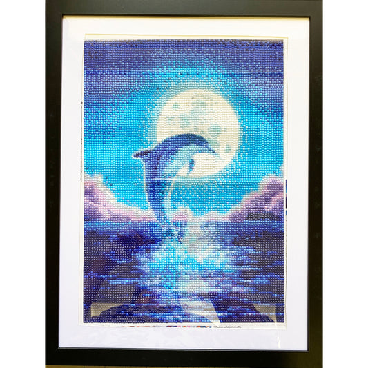 Diamond Dot Art - Framed Canvas - Handmade Crafts - 17 x 13 Dolphin by Annika Kohler-Crowe