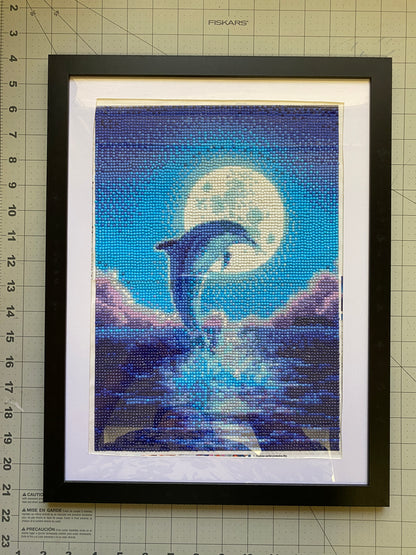 Diamond Dot Art - Framed Canvas - Handmade Crafts - 17 x 13 Dolphin by Annika Kohler-Crowe