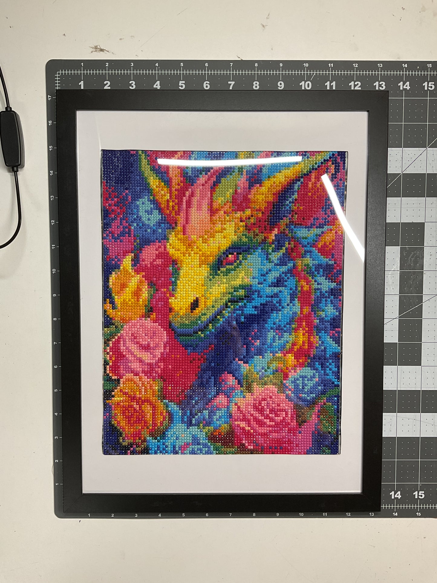 Diamond Dot Art - Framed Canvas - Handmade Crafts - 17 x 13 Dragon by Angelina Vida-White