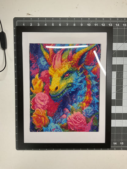 Diamond Dot Art - Framed Canvas - Handmade Crafts - 17 x 13 Dragon by Angelina Vida-White