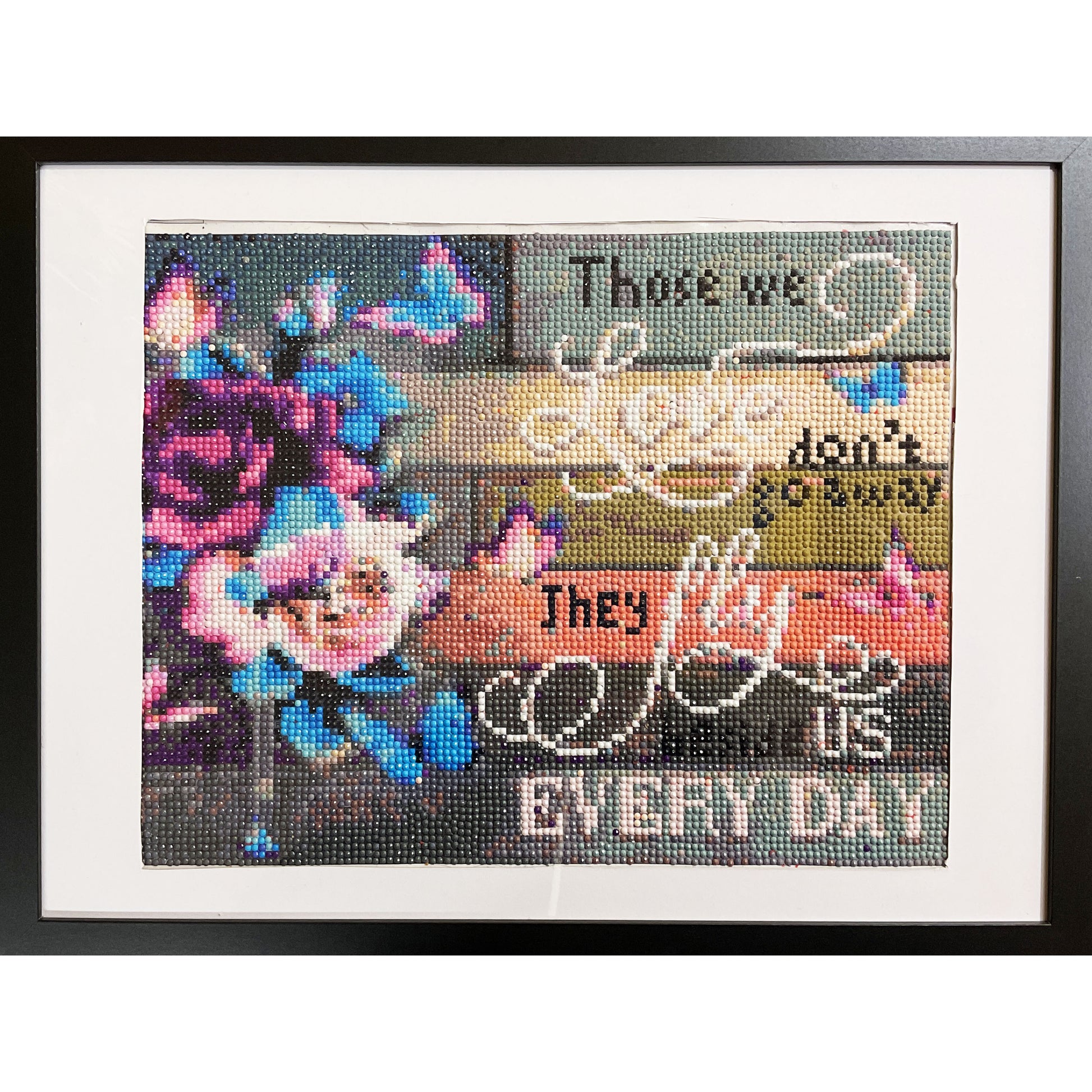 WATCH Resources Art Guild - Diamond Dot Art - Framed Canvas - Handmade Crafts - 17 x 13 Flowers and Quote by Daniella Messamore 4645