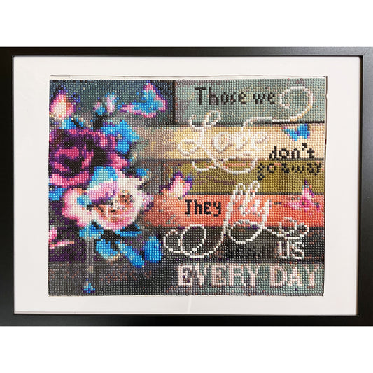 Diamond Dot Art - Framed Canvas - Handmade Crafts - 17 x 13 Flowers and Quote by Daniella Messamore 4645