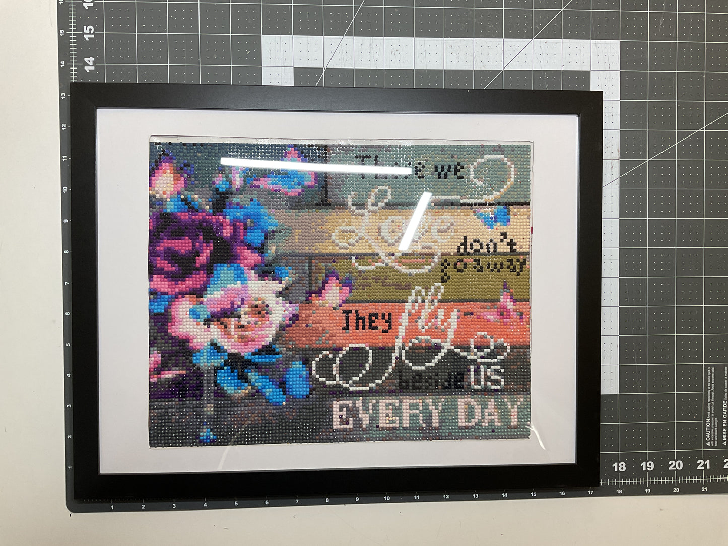 WATCH Resources Art Guild - Diamond Dot Art - Framed Canvas - Handmade Crafts - 17 x 13 Flowers and Quote by Daniella Messamore 4645