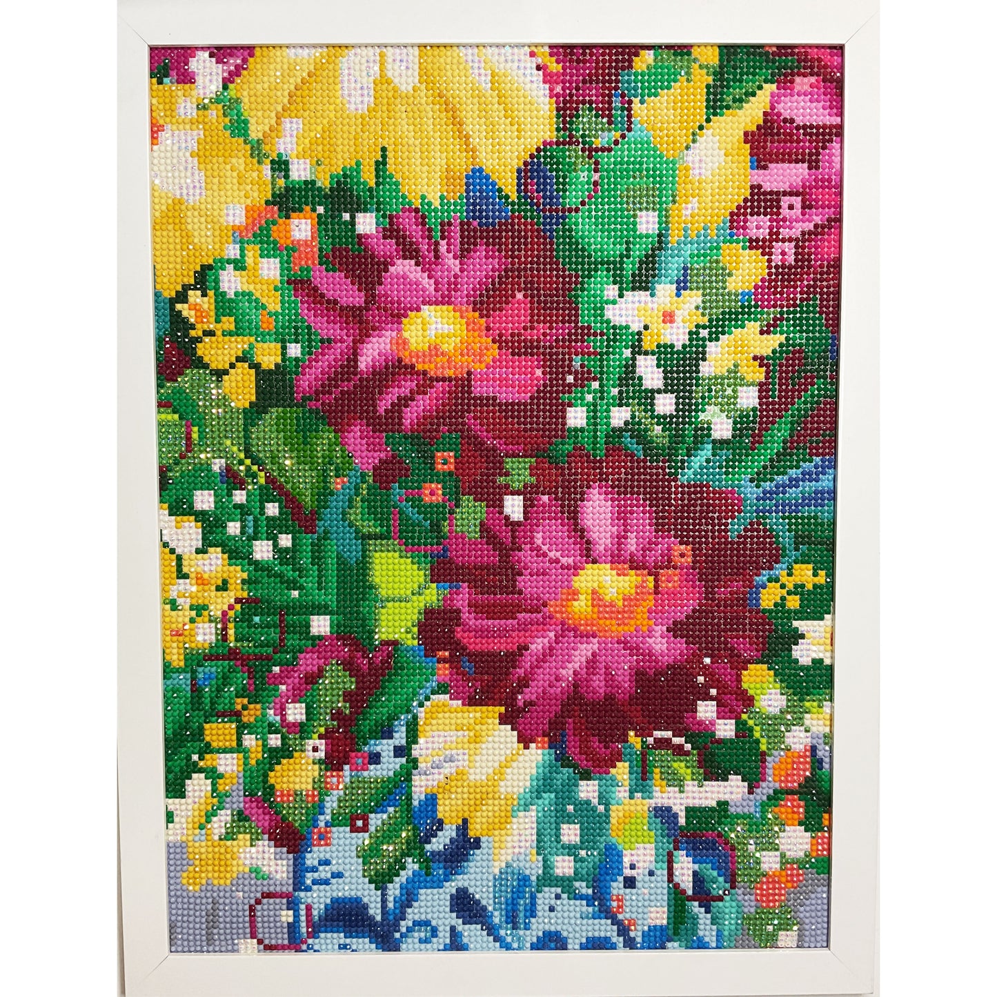 WATCH Resources Art Guild - Diamond Dot Art - Framed Canvas - Handmade Crafts - 17 x 13 Flowers by Sandy Morris 4543