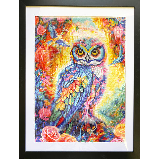 Diamond Dot Art - Framed Canvas - Handmade Crafts - 17 x 13 Owl by Jennifer Evje