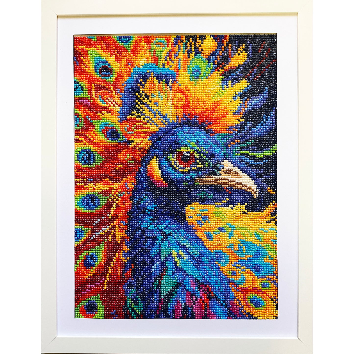 Diamond Dot Art - Framed Canvas - Handmade Crafts - 17 x 13 Peacock by Kayna Kasperson