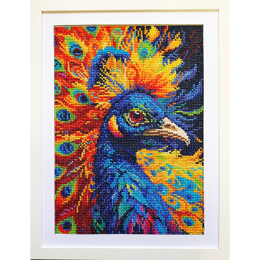 Diamond Dot Art - Framed Canvas - Handmade Crafts - 17 x 13 Peacock by Kayna Kasperson